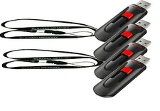 Lot of 4 SanDisk 128GB Cruzer GLIDE USB Flash Pen Drive +2 Lanyards 512GB total