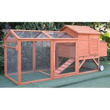 ChickenCoopOutlet 96" Wheel Wood Chicken Coop Backyard Hen House Nesting Box&Run