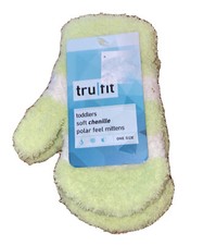 Tru Fit Green/White Kids Fuzzy Cozy Thumb Mittens