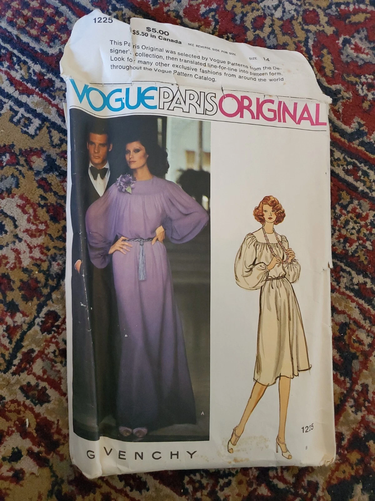 Abito da sera vintage Vogue Paris originale Givenchy 1225 taglia completo 14