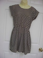 Pink Republic Dress Medium Tan Black Chevron