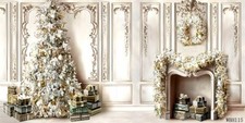 20'x10'Computer-painted Christmas Tree fireplace Wide Backdrop Background WBH115
