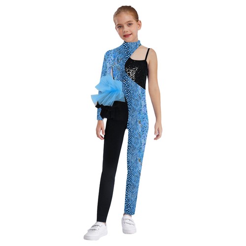 Kids Girls Jumpsuit Rhythmic Bodysuit Workout Rompers Dance Unitard Ballet Show - Picture 25 of 51