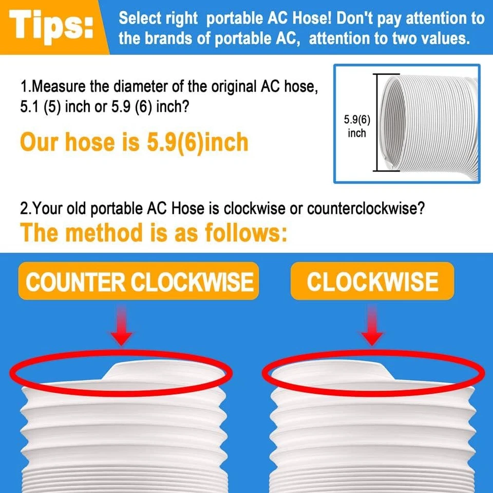 Manguera de Aire Acondicionado, Escape Portátil 5.9(6)'' - En sentido Antihorario, Blanco Foto 3 de 4
