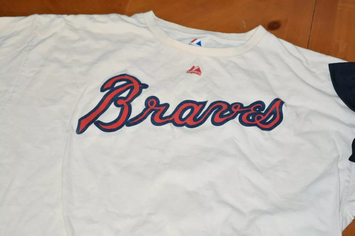 MAJESTIC USED VINTAGE VERY COOL ATLANTA BRAVES SHIRTS BOTH 2XL McCANN &  HEYWARD