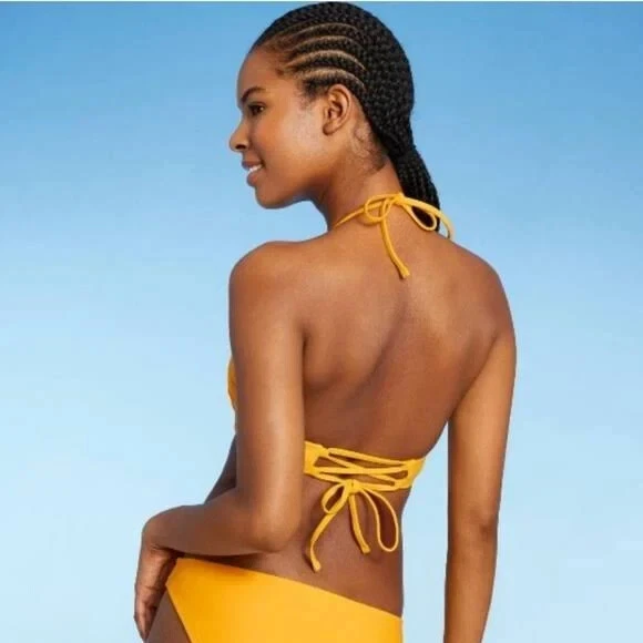 Top de bikini bralette con nudo delantero para niños - Xhilaration mango naranja talla mediana Foto 2 de 4