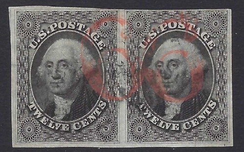 US Scott # 17 Paar - Pos. 44-45R1 - Crowe Cert. - ex. Inbus (P-14)