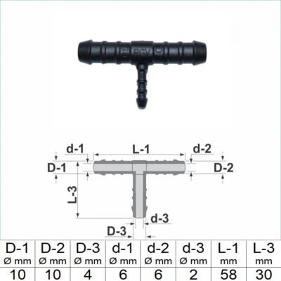 1 2 3 5 oder 10 Stck T-Schlauchverbinder 10 mm 4 mm 10 mm RGV T Stück reduziert