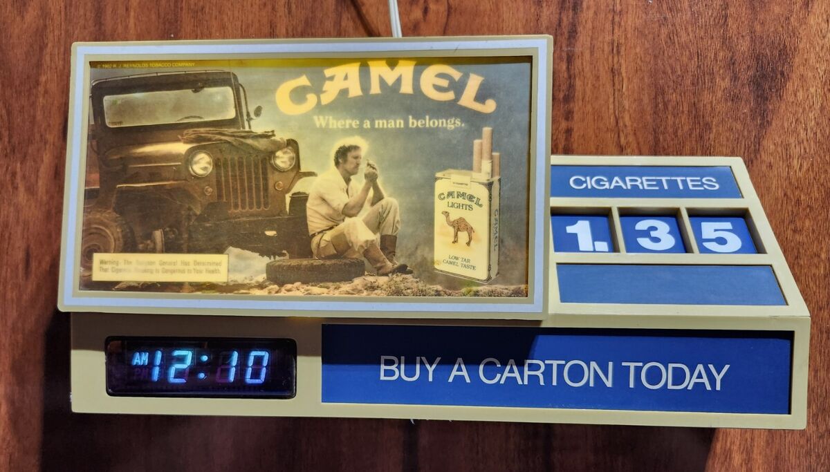 Vintage Camel Cigarettes Lighted Sign Digital Clock Store Vintage Camel Cigarettes Lighted Sign Digital Clock Store