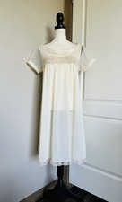 Vtg ROGERS Stunning CHIFFON LACE Embroidered Nightgown Negligee Slip Dress SZ 36