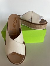 Sam Edelman Korina Espadrille Leather Platform Slide Sandals SIZE 8.5 M Ivory