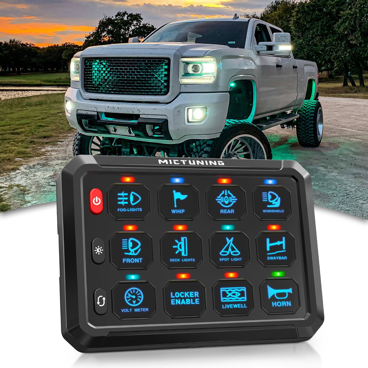 Gang Switch Panel MICTUNING P1B 12- With Blue Backlight & Control Box ...