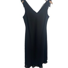 Studio I Woman’s Evening Wear Black Cocktail Dress Beaded Now Shoulder Size 12