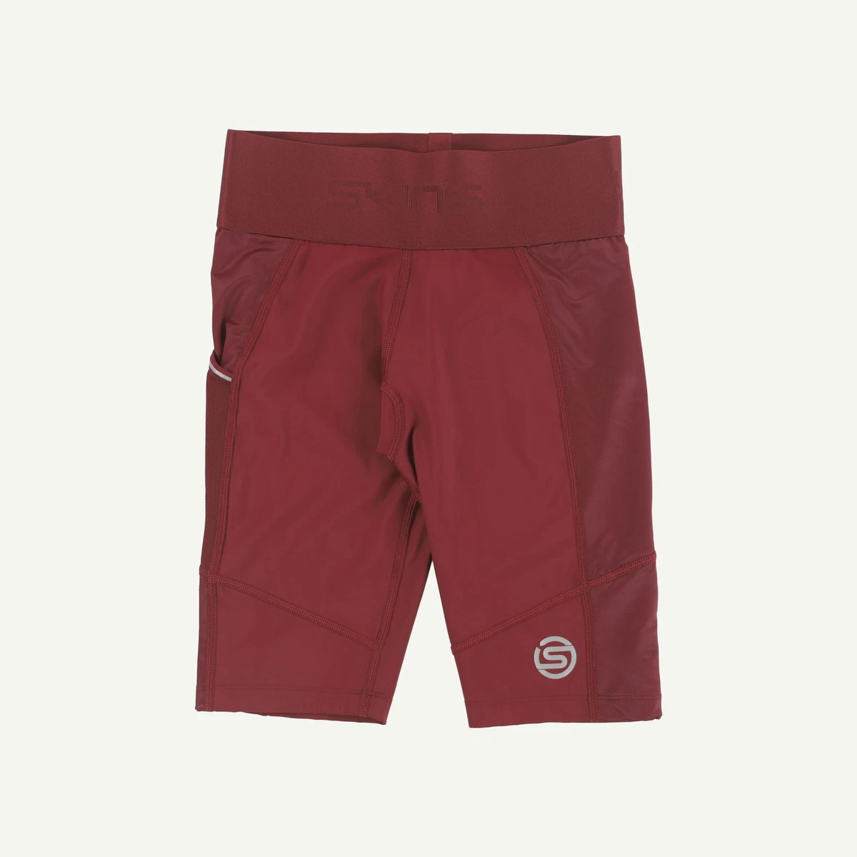 SKINS Compression Womens Burgundy Series 3 Half tight Shorts Size