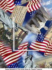 USA Packed Monuments cotton quilt fabric BTY Timeless Treasure Patriotic