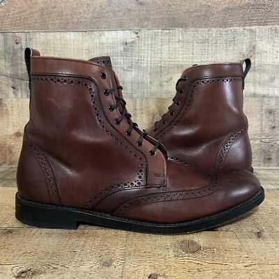 Allen Edmonds Dalton Mens Size B Leather Wingtip Dress Boots Oxblood 