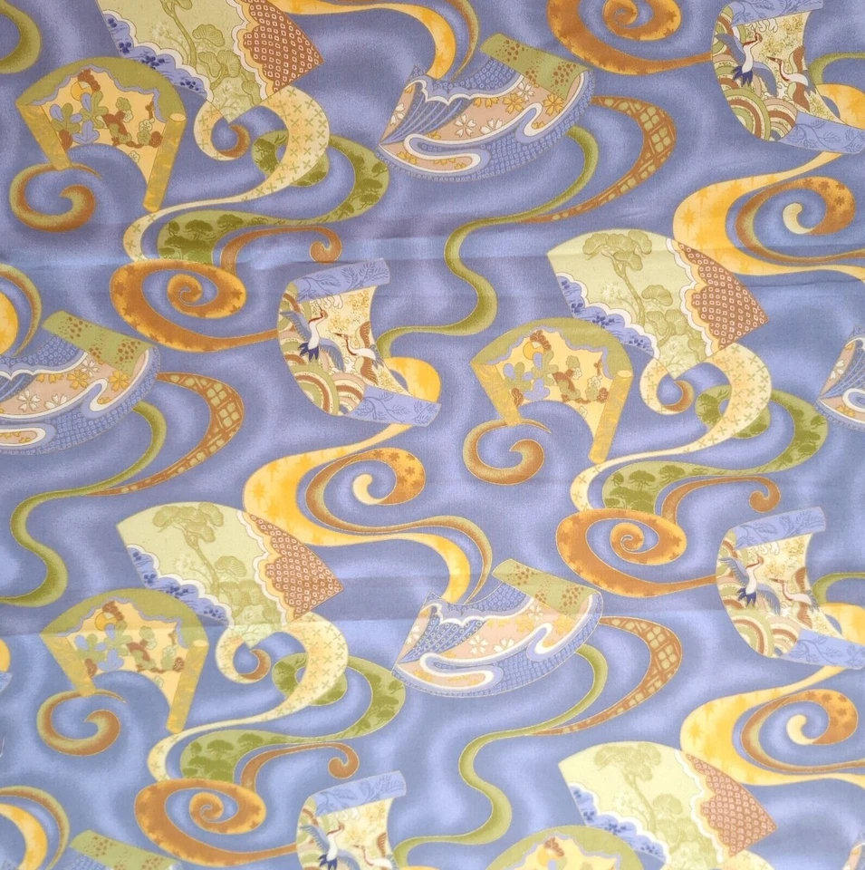 Swirls Fans Amarillo Púrpura M'Liss Rae Hawley 2005 ITB Acolchado Tela de Algodón BTHY Foto 4 de 4