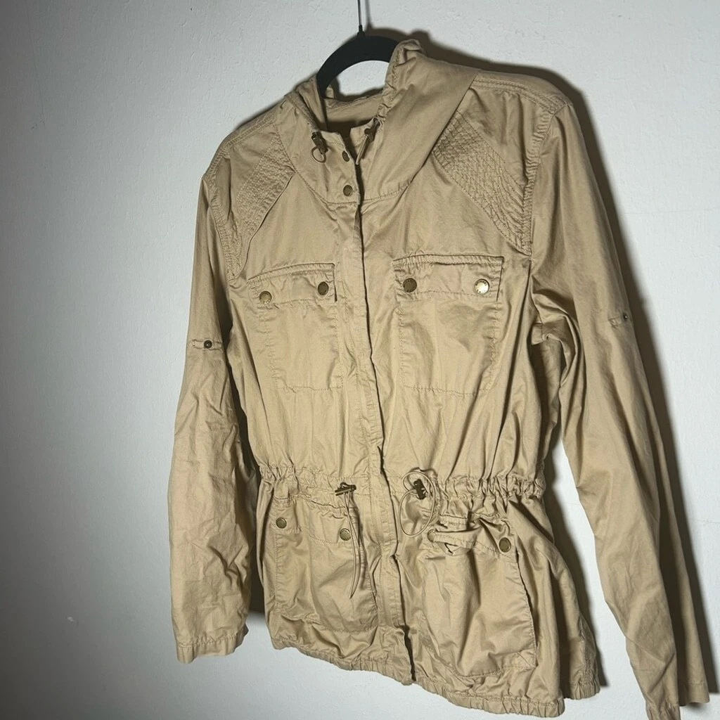 Giacca Michael Kors Cargo Tan con cappuccio e taglia med