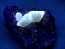 KB: SW FL. & PHOS. YELLOW/WHITE TWINNED CALCITE XLS. ON MATRIX FROM INDIA