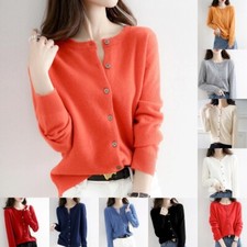 Womens Cardigan Soft Long Sleeve Spring Autumn Ladies Knitted Top Size 6-18