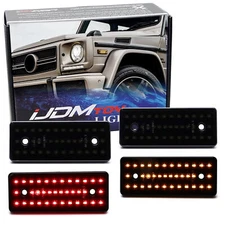 Smoked Lens Amber Red Full LED Dotted Side Markers For 2015-18 Benz W463 G-Class
