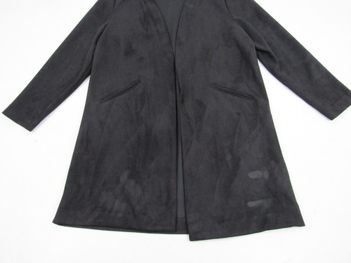 Apt. 9 Women's Size Large Black Velvety Long-Sleeve Long Overcoat Jacket - Picture 3 of 14