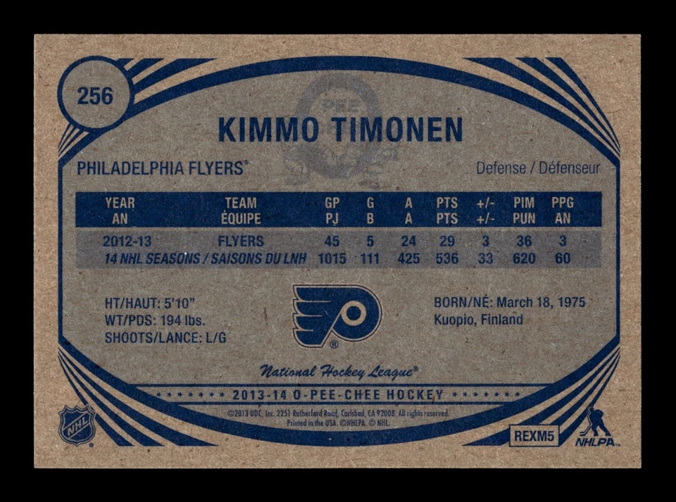 PWE READ stock photo . 2013-14 opc o-pee-chee retro #256 kimmo timonen - Image 2 of 2