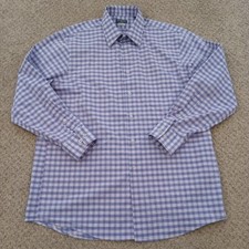 Van Heusen Flex Shirt Mens Large Purple Plaid Long Sleeve Button Up Stretch