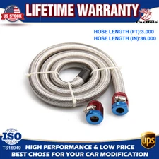 3Ft 6AN 3/8" Fuel Line Hose Braided Stainless Steel With AN6 Hose Fitting Kit US