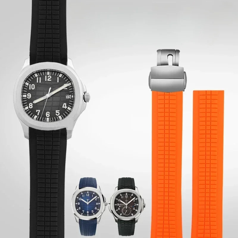 Silicone Watch Strap For Aquanaut Patek Philippe 5164A 5167A Men Waterproof 21mm