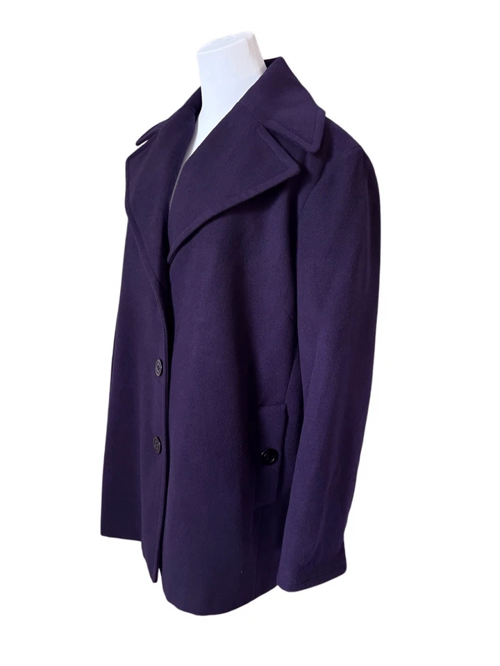 Abrigo Calvin Klein Solapa Ancha Púrpura Invierno Guisante 2X Ropa Exterior Súper Suave Colorido Foto 4 de 4