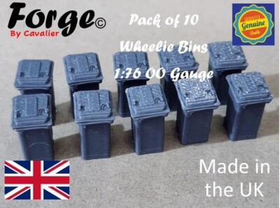 FORGE 240L Mülltonnen 1/76 OO Gauge Assortiert Farben für Modellbahnen