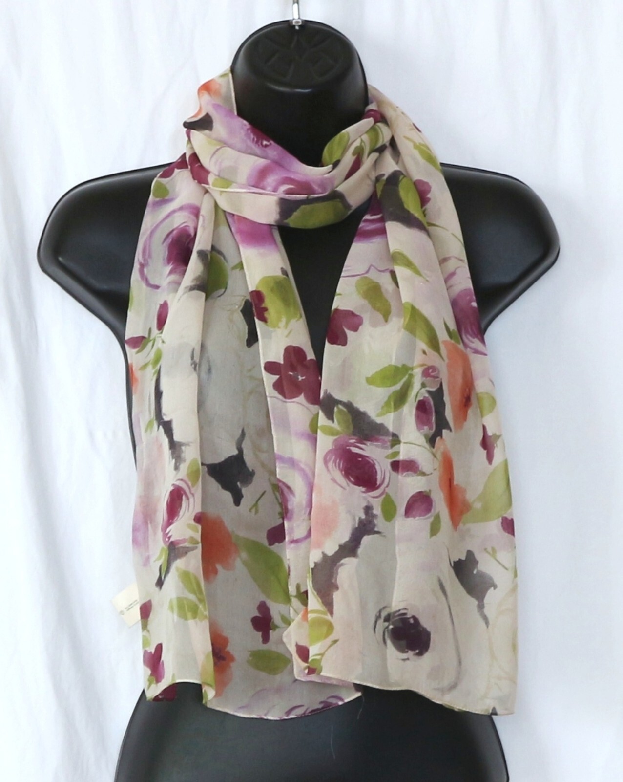 LAURA ASHLEY Sheer Ivory/Multi Rectangular Silk C… - image 4