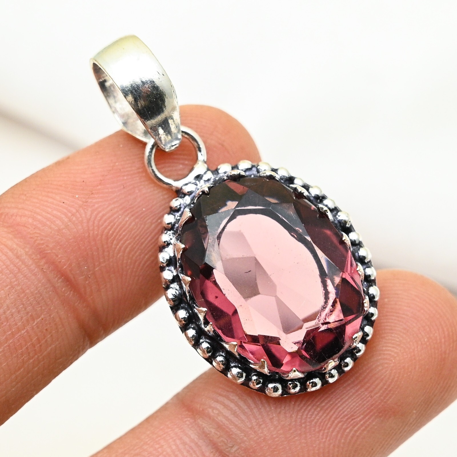 Pink Tourmaline Pendant Gemstone Handmade 925 Sterling  Silver Jewelry