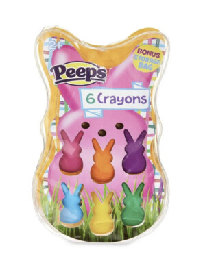 Peeps Bunny Shaped Crayons 6 pk w/Storage Bag Easter 2023