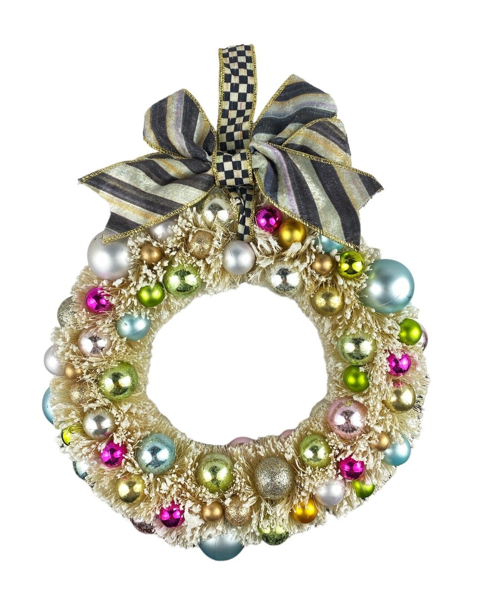 MacKenzie-Childs Rare White Frosted Christmas Sisal Wreath