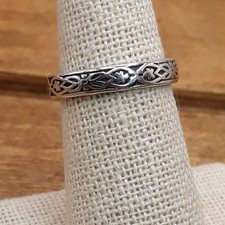 Celtic Knot Design "Yovrs Onli" Sterling Silver 3.5mm Poesy Ring Sz. 6.75