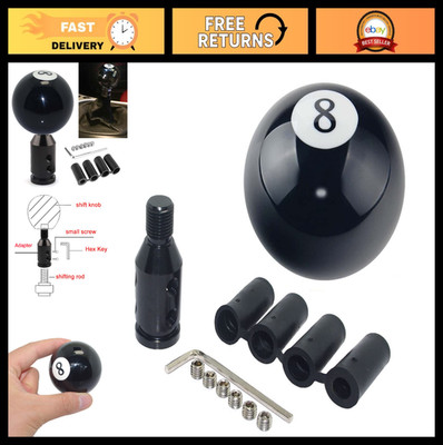 Universal Black 8 Ball Gear Shift Knob - Automatic/Manual Shifter with Adapter,