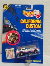 HOT WHEELS CALIFORNIA CAL CUSTOM CORVETTE FUNNY CAR 1989 WHITE DIECAST #2102