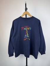 Vintage 90s Retro Y2K Logo Paris France Sweatshirt Men s M Size