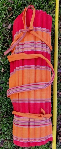 Vintage Roll Up Beach Mat w/Pillow 68"x 24" Orange Pink Striped Camping Beach - Bild 2 von 12