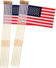 12 Pack 8x12 Inch American Flags on Stick, American Flag for Outside