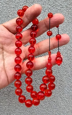 Premium Amber Bakelite Dice Prayer Beads   Anbar Bakelite Misbaha مسبحة