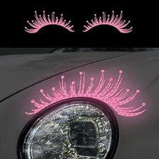 1 Pair High Intensity Reflective Headlight Eyelash Stickers - Wate Color: Pink