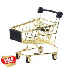 Mini Shopping Cart Toy Gold Supermarket Handcart Storage Ornament