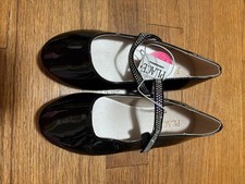 The Children's Place Girls Black Mary Jane Dress Shoes Rhinestone Strap Sz 13