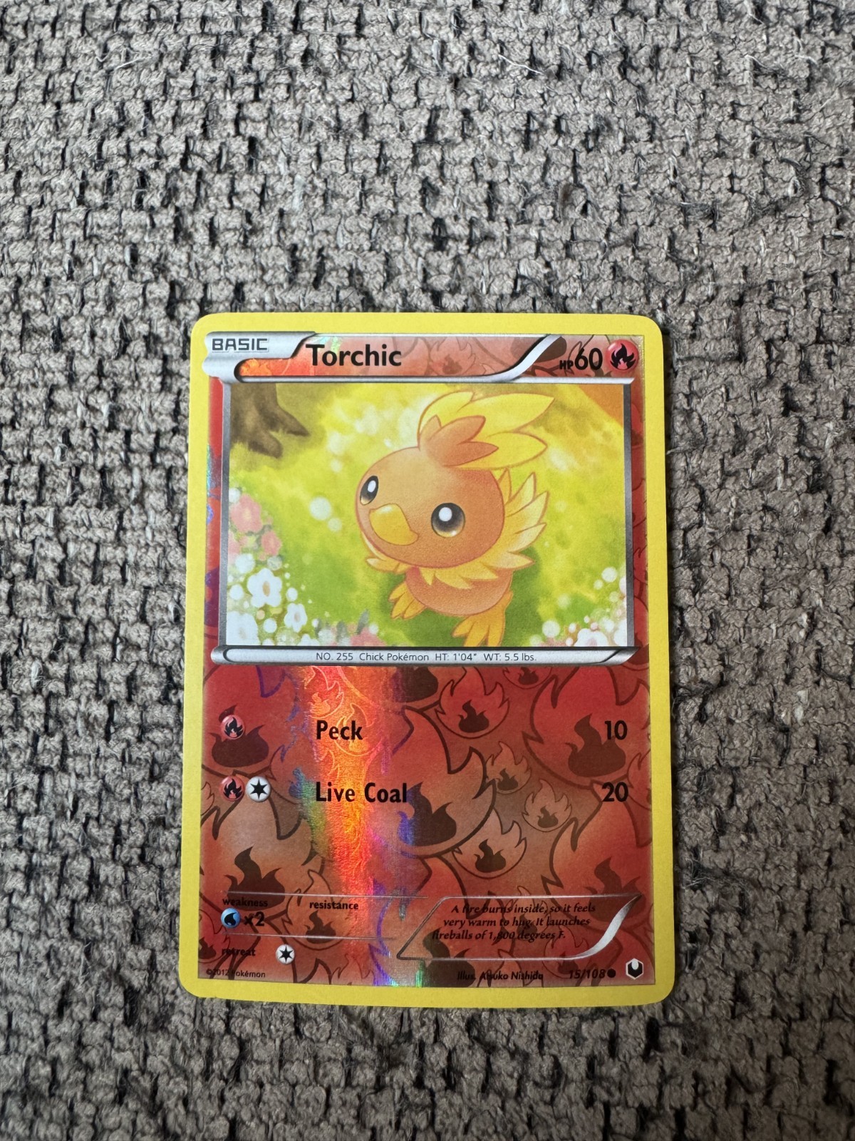 2012 Pokemon Dark Explorers 15/108 Torchic Reverse Holo LP Rare Card collection