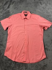 Omega Italy Shirt Mens Large Pink Short Sleeve Button Up Solid Casual Top