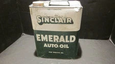 VINTAGE SINCLAIR EMERALD AUTO OIL CAN 2 GALLON EMPTY