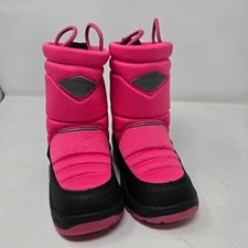 ENKIDEE Kids Pink Black Waterproof Winter Snow Boots Size US 10 EU 27